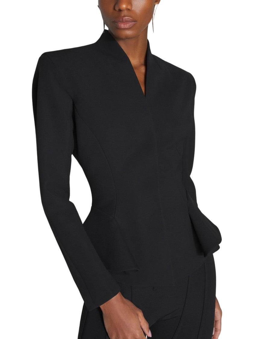Mugler Structured Black Peplum Jacket With Tailored Silhouette