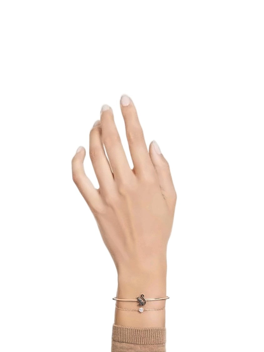 Swarovski Delicate Rose Gold Bracelet With Black Swan