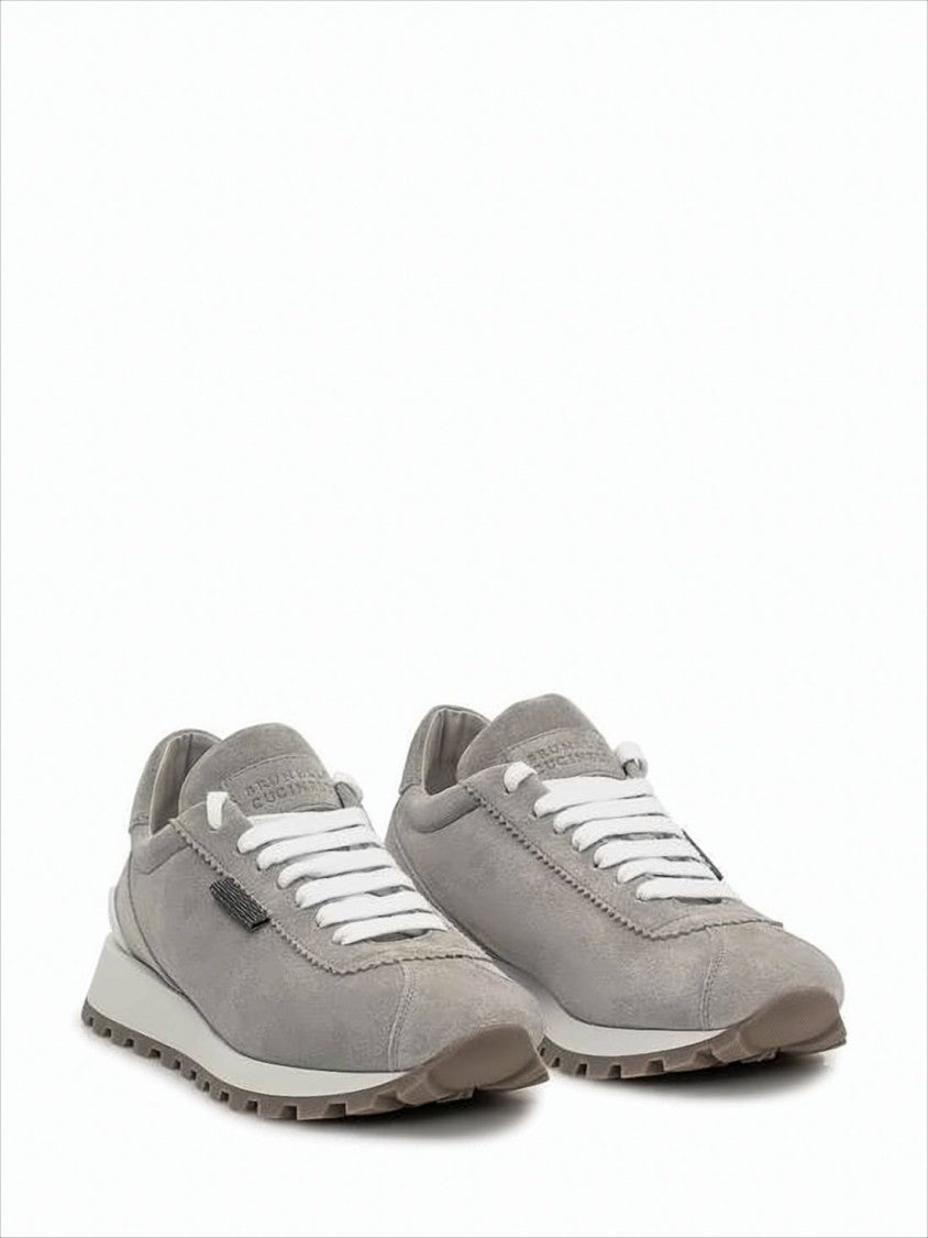 Brunello Cucinelli Suede Low-Top Sneakers With Contrast Rubber Sole