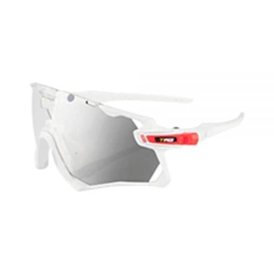 Tag Angular Mirrored Wraparound Tag Sunglasses