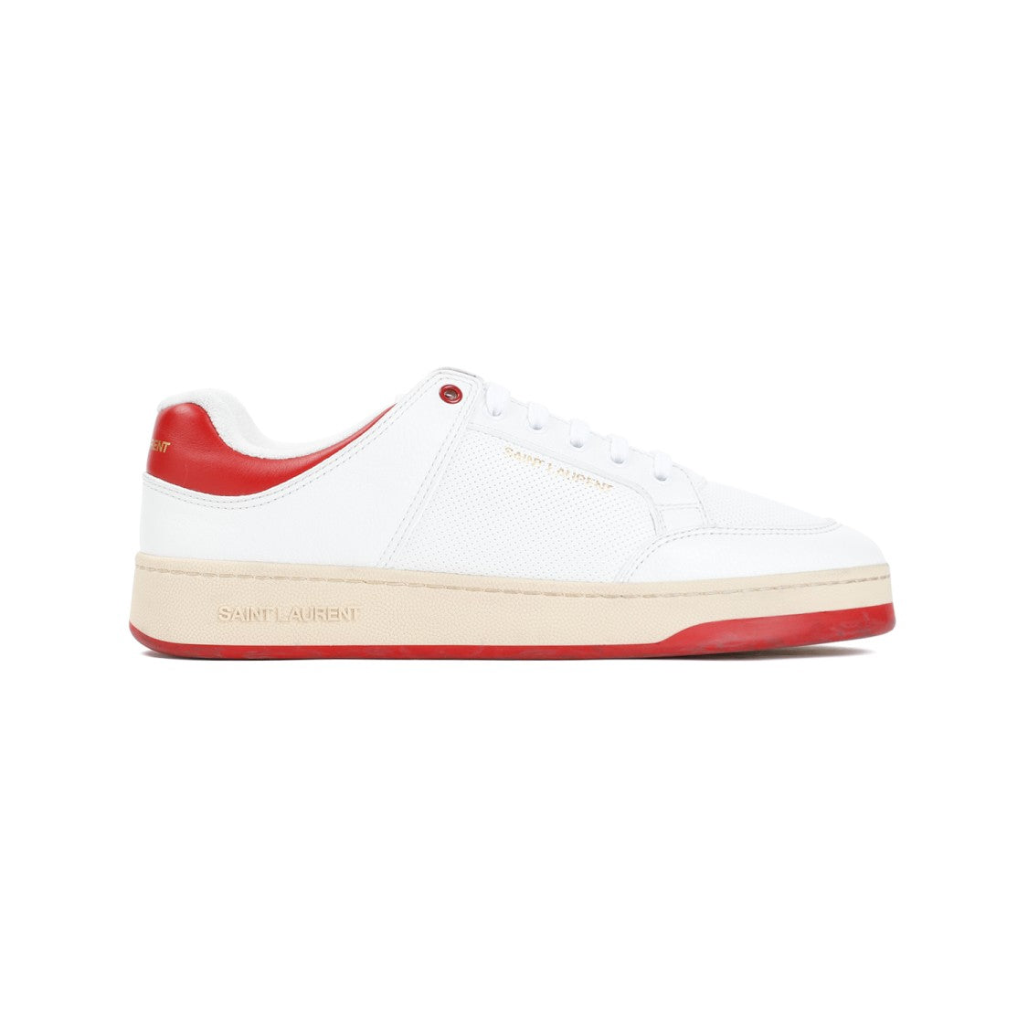 Saint Laurent Sl61 White Red Calf Leather Sneakers
