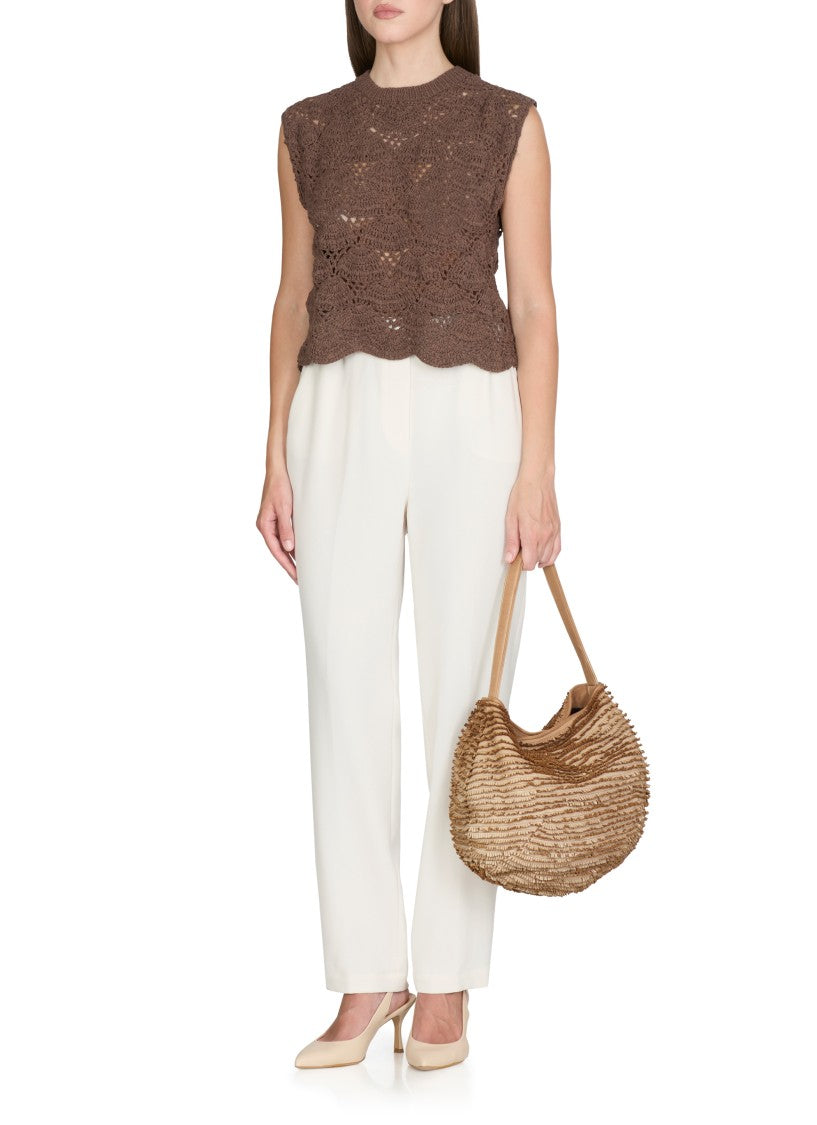 Antonelli Sleeveless Brown Cotton Blend Top