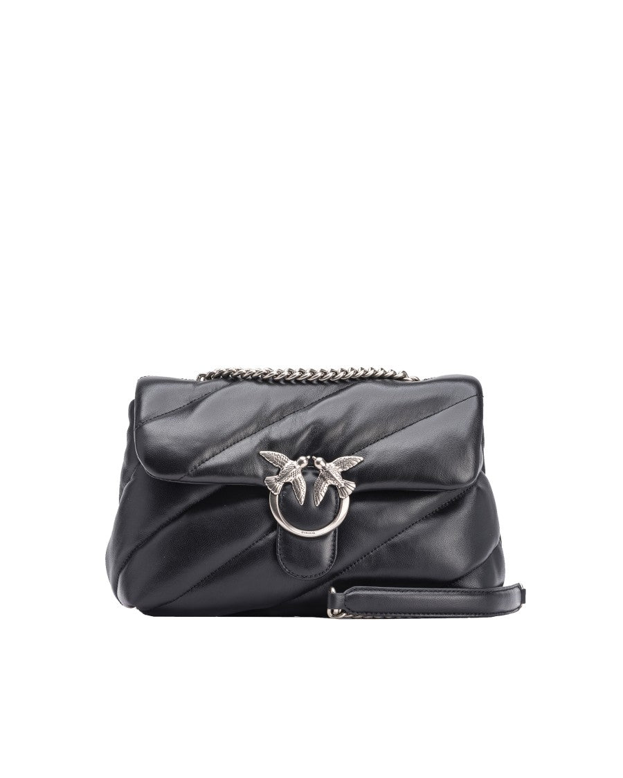 Pinko Black/Old Silver Love Bag Puff Medium Crossbody Bag