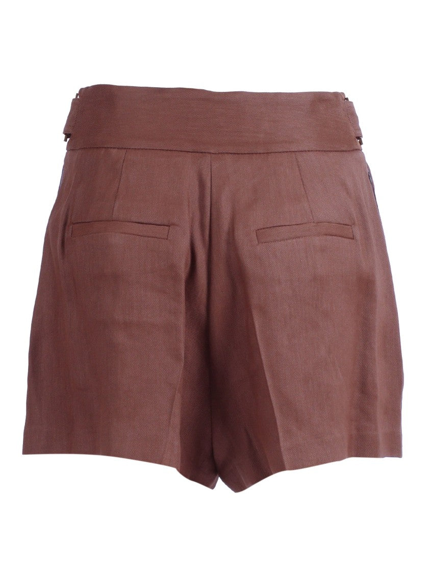 Elisabetta Franchi Brown Tailored High Waist Shorts