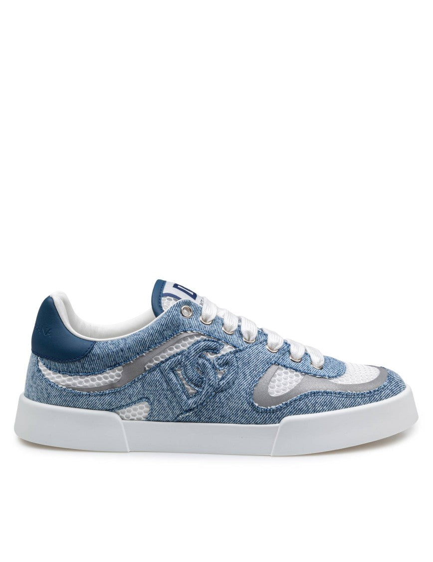 Dolce & Gabbana Denim-Inspired Portofino Sneakers With Technical Mesh Upper