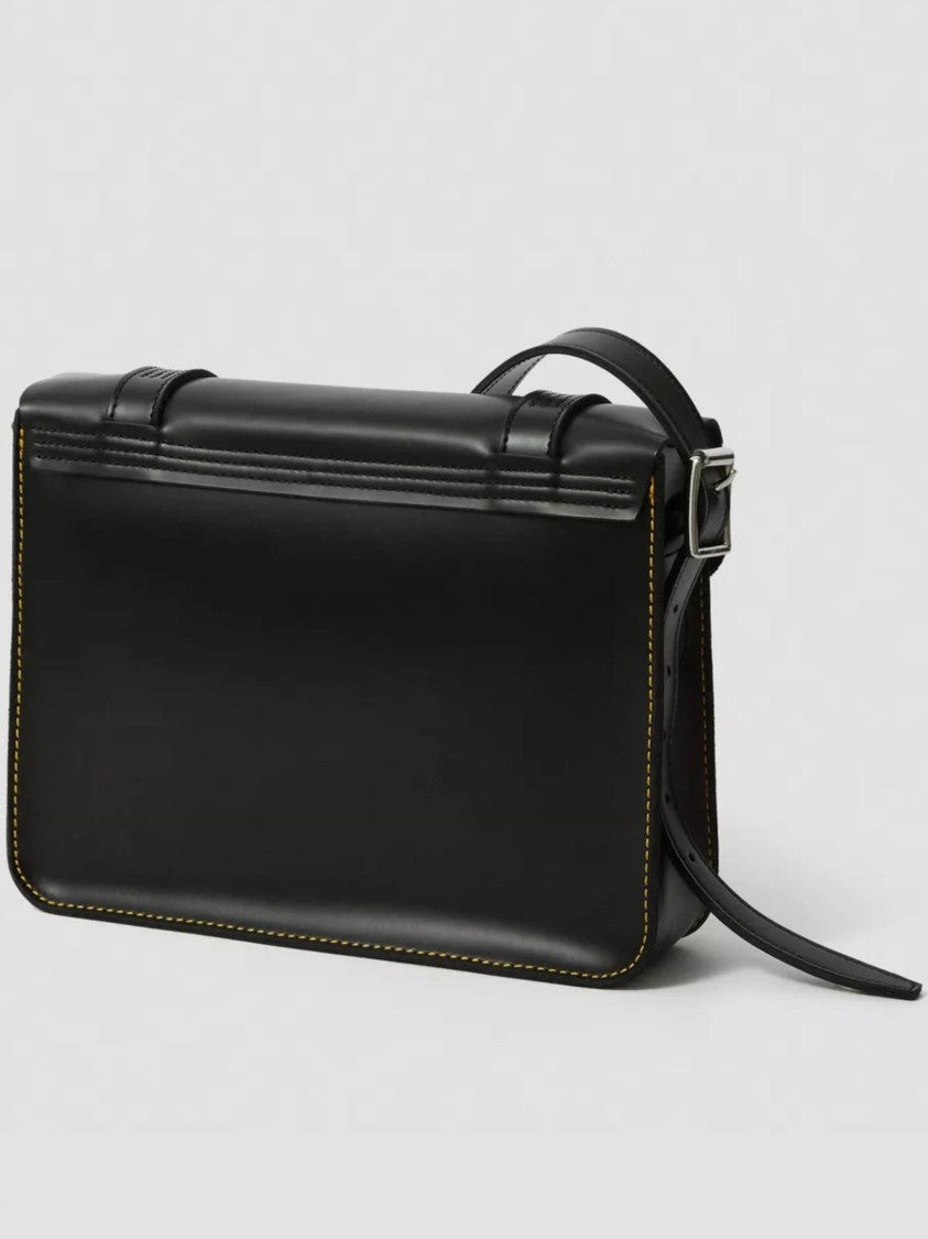 Dr. Martens Black 11`` Leather Buckle Satchel