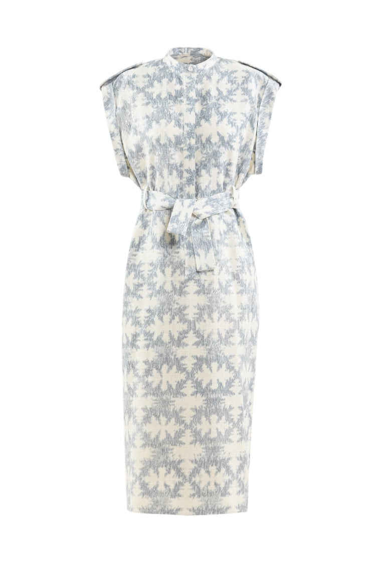 Saiid Kobeisy Structured Midi Linen Dress With Detachable Belt And Buttoning Tab