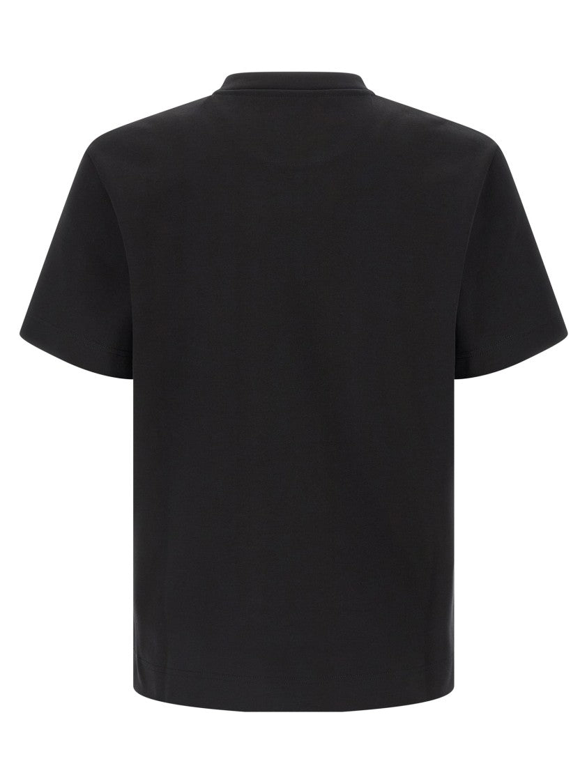 Fendi Thick Cotton Jersey T-Shirt With Embroidered Logo