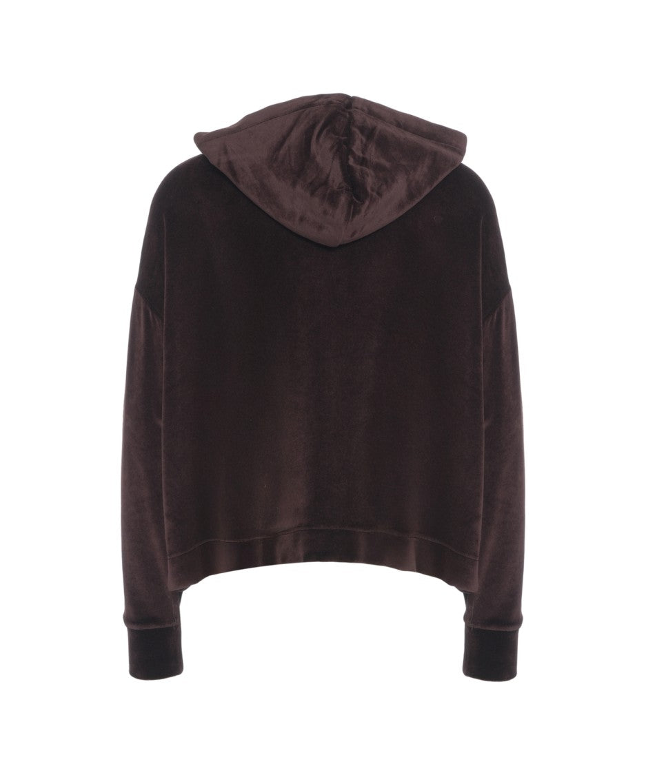 Majestic Filatures Oversized Velour Hoodie With Zip Closure