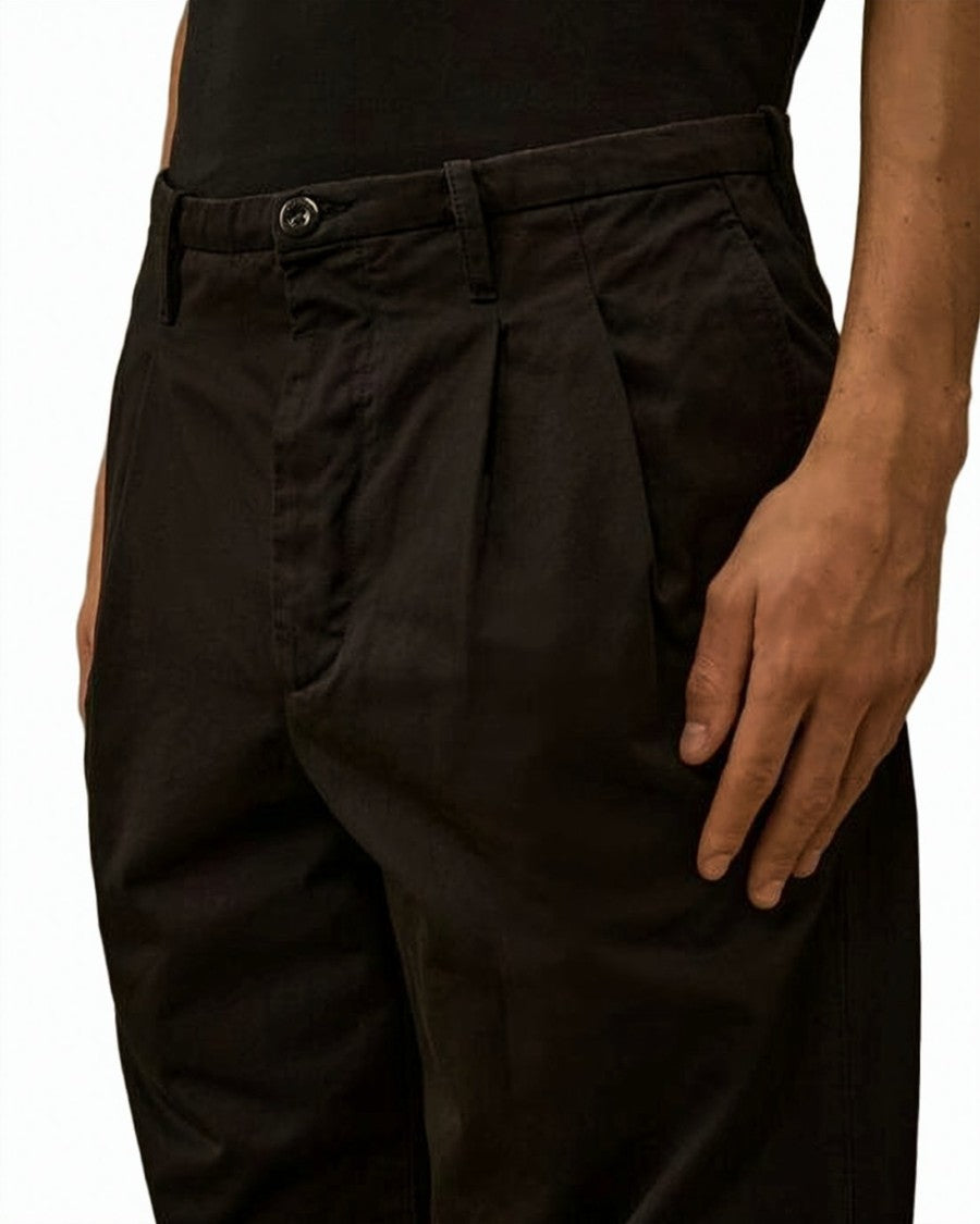 C.P. Company Tailored Black Straight Pants With Pleats And Structured Fit