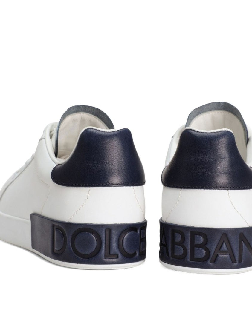 Dolce & Gabbana Midnight Blue Accent Low-Top Sneakers In Calf Leather