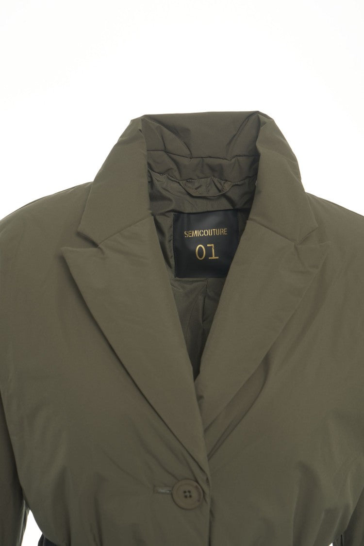 Semi Couture Belt-Ribbed Down Jacket