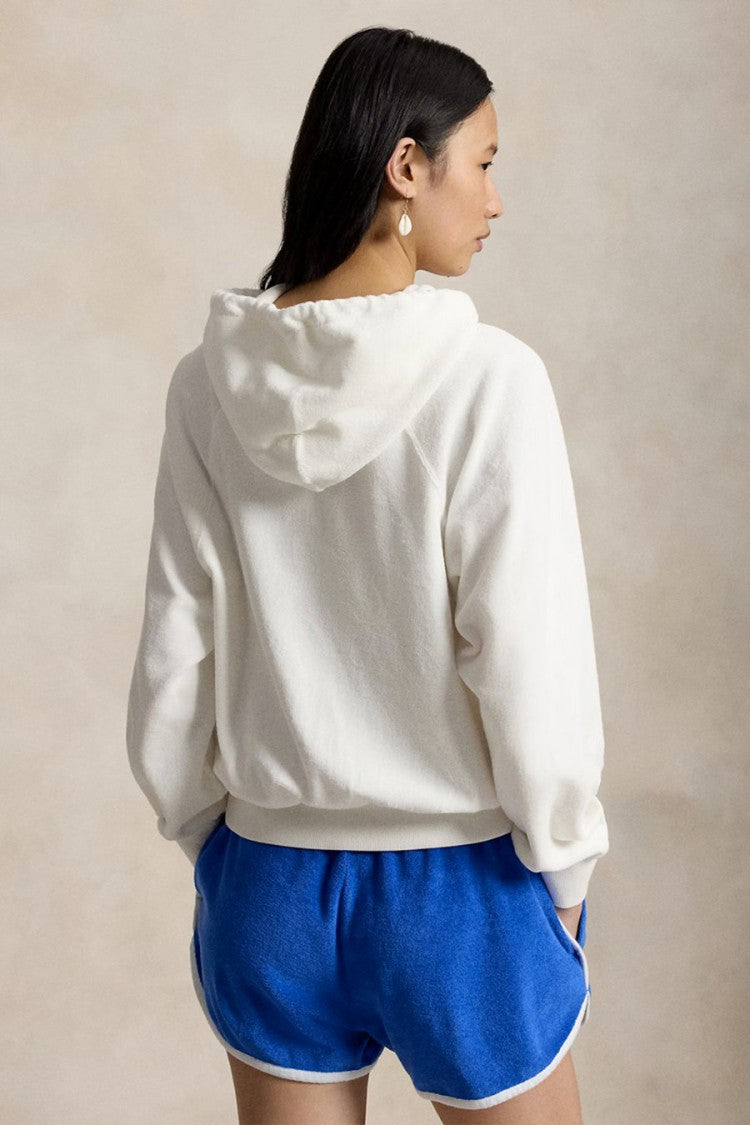 Polo Ralph Lauren White Graphic Printed Cotton-Blend Hoodie