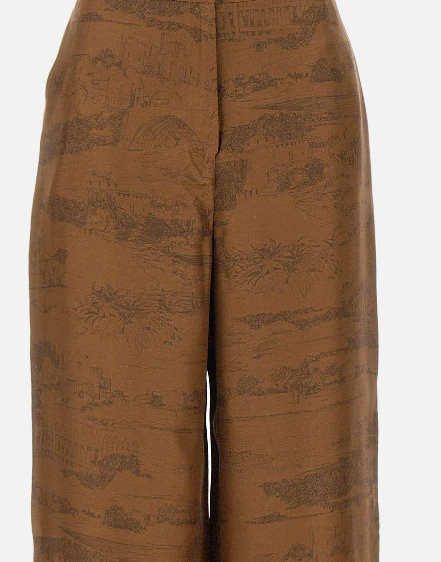 Max Mara Wide-Leg Pants With Intricate Tonal Pattern