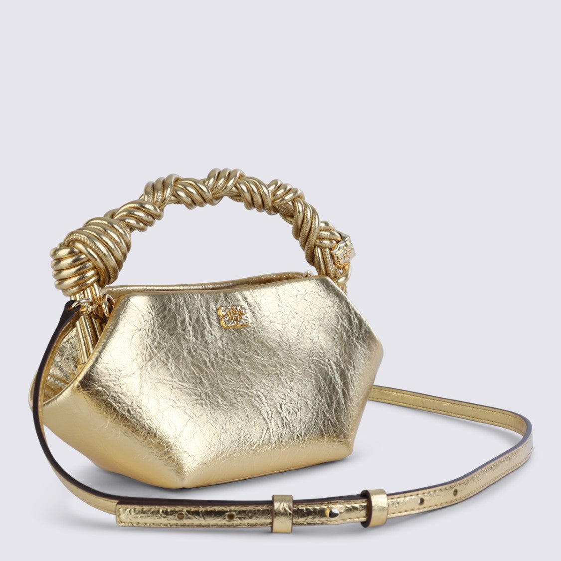 Ganni Sculptural Gold Top Handle Bag