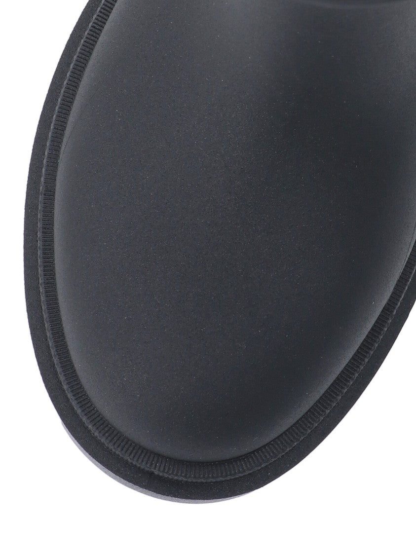 Off-White Mid-Calf Black Ankle Boots With Sole