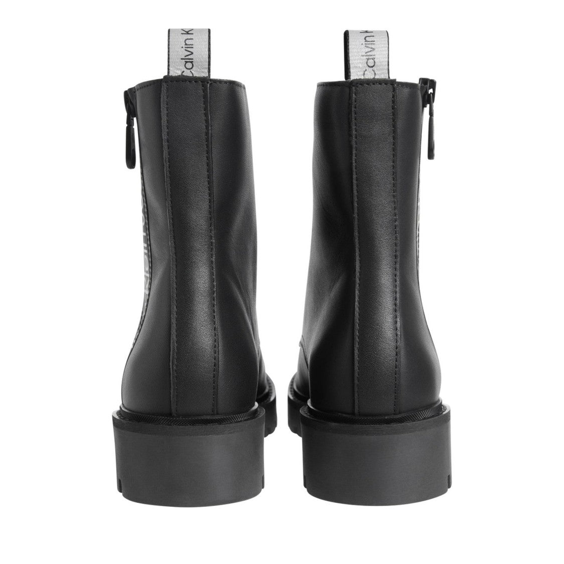 Calvin Klein Jeans Black Chunky Sole Leather Combat Boots