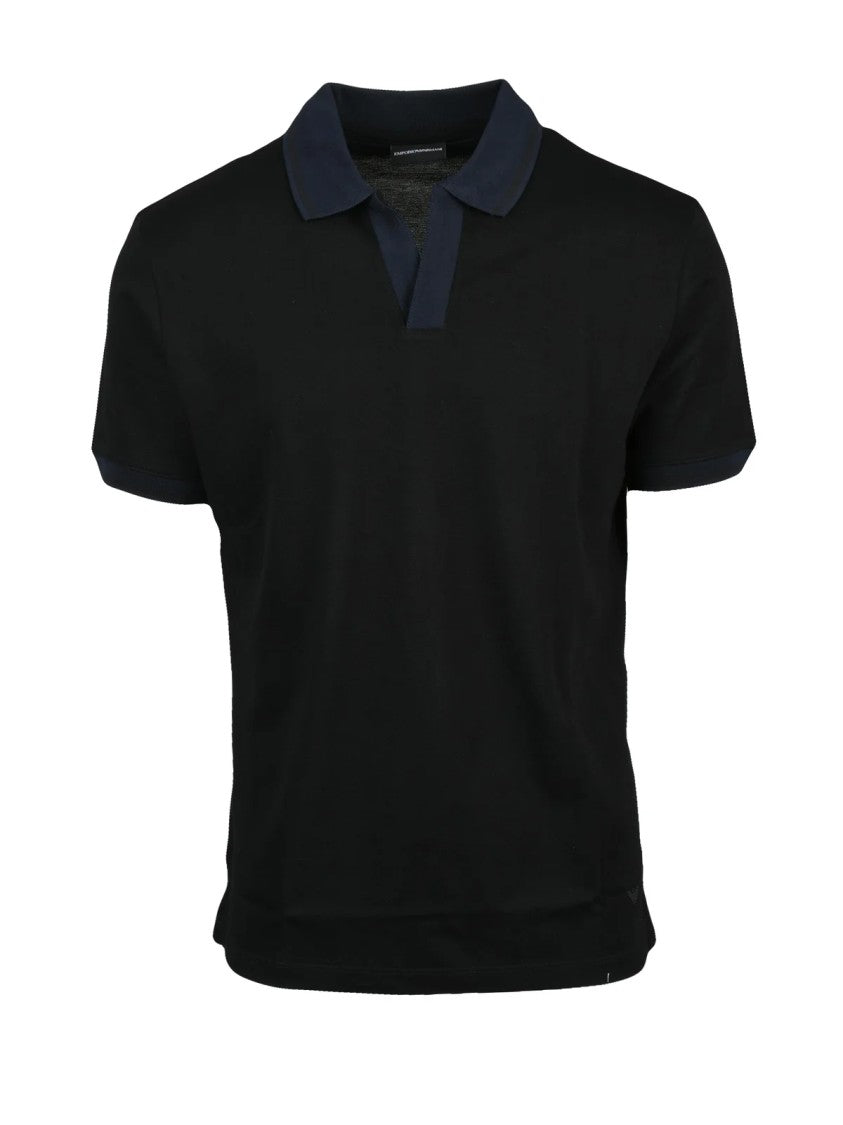Emporio Armani Black Cotton Regular Polo Shirt
