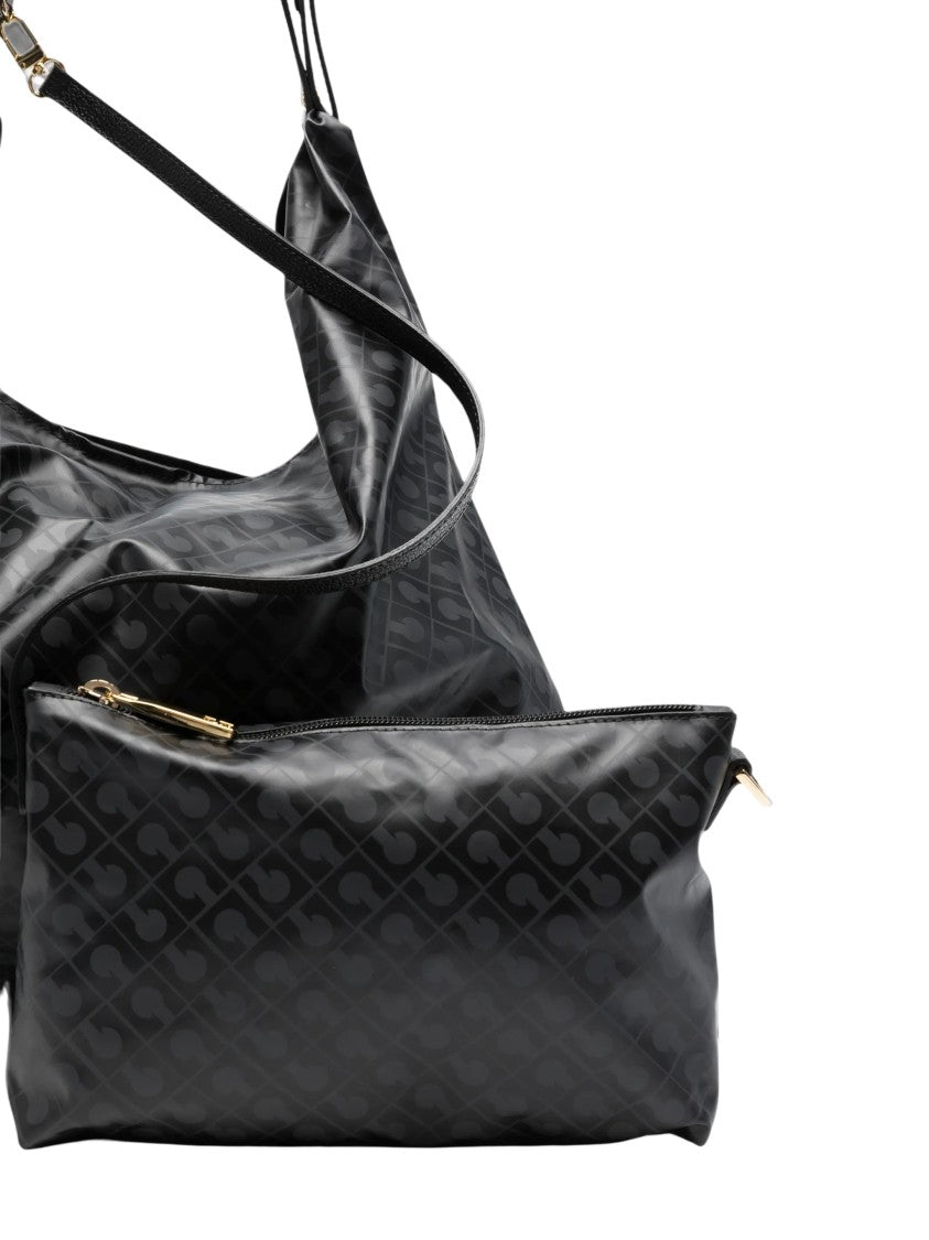 Gherardini Monogram Print Slouchy Hobo Bag With Gold-Tone Accents