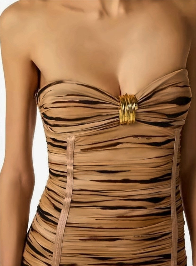 Elisabetta Franchi Animal Print Jersey Midi Skirt Dress
