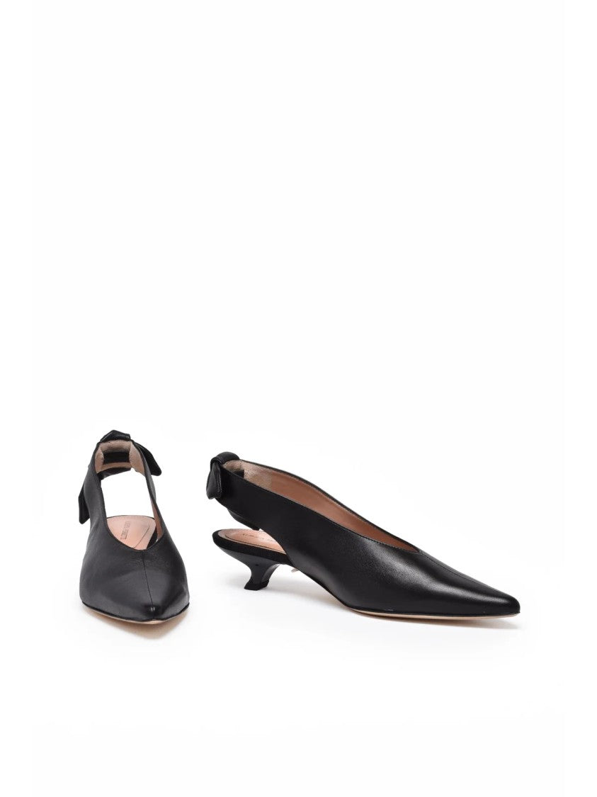 Alberta Ferretti Black Leather Slingback Pumps