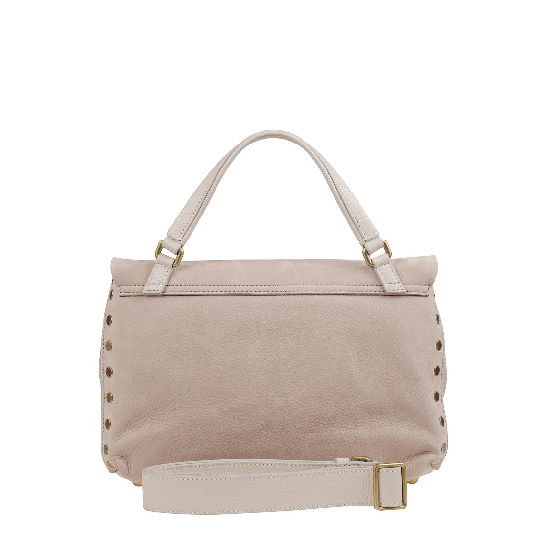 Zanellato Structured Beige-Mauve Handbag With Gold Turn-Lock Clasp