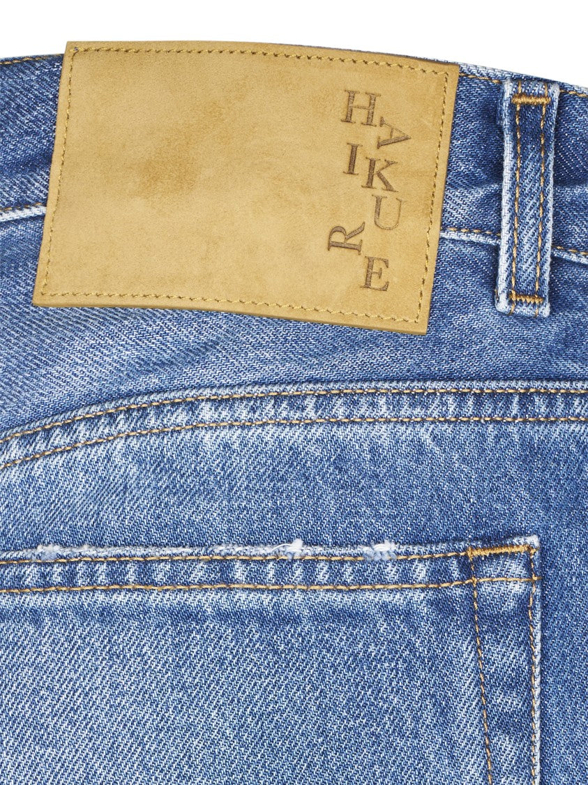 Haikure Medium Blue Denim Trousers With Classic Five-Pocket Design