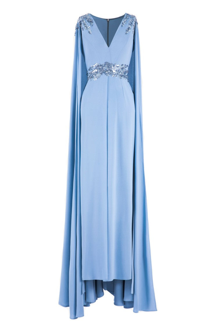 Saiid Kobeisy Crepe Dress With Cape