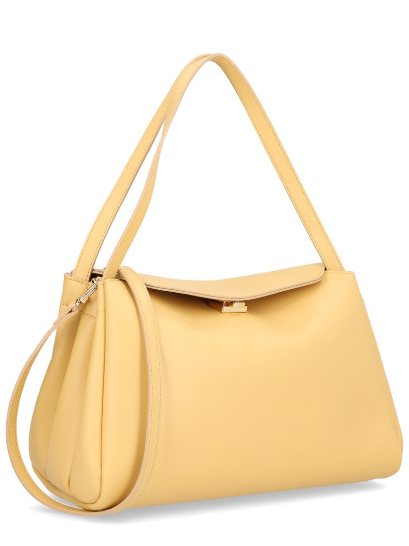 Themoirè Orange Structured Double Straps Shoulder Bag