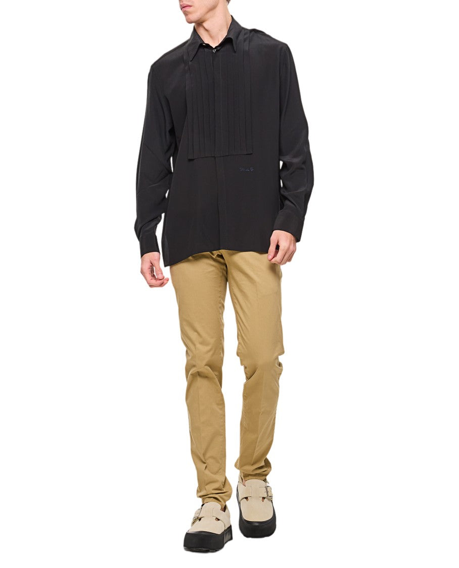 Givenchy Boxy Fit Pleated Long Sleeve Shirt With Classic Collar