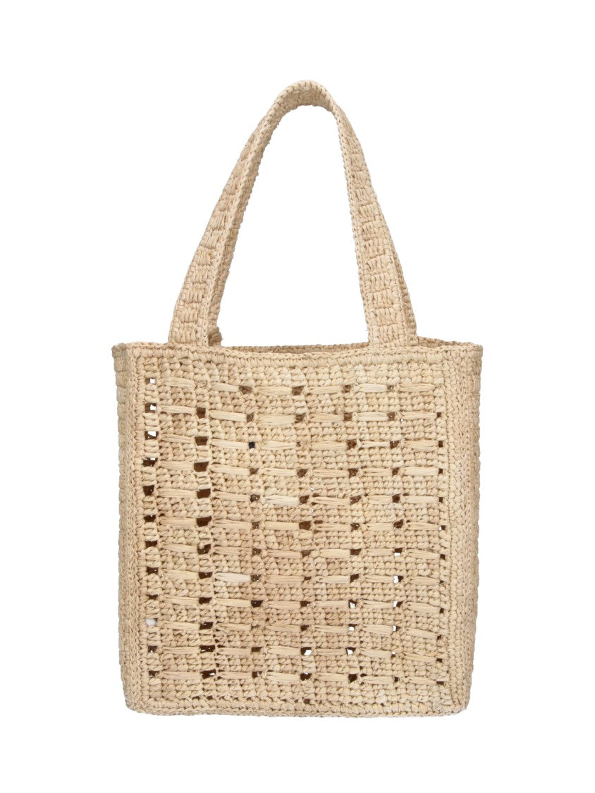 A.P.C. Rectangular Raffia Tote Bag With Contrasting Logo