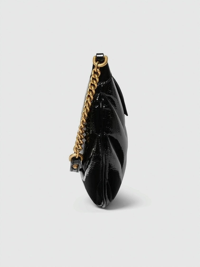 Gucci Chevron Quilted Leather Shoulder Bag With Gold-Tone Chain Strap