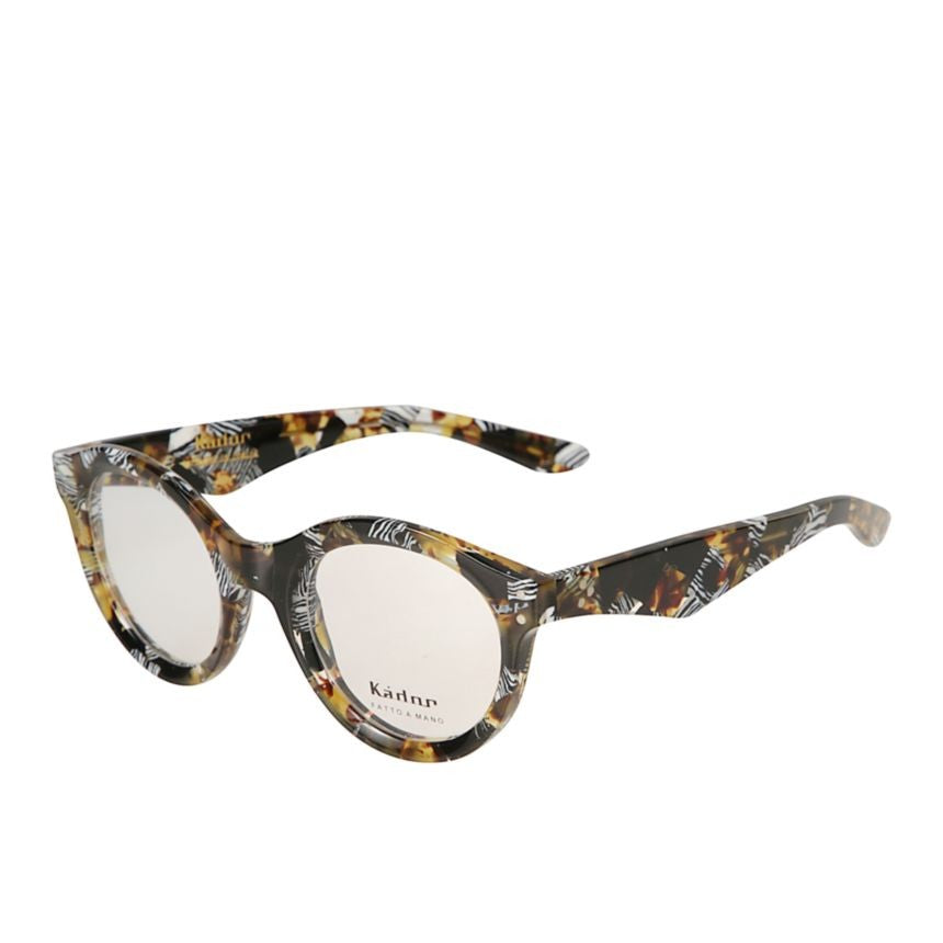 Kador Thick Thick Rounded Eyeglasses With Tortoiseshell And Zebra Pattern
