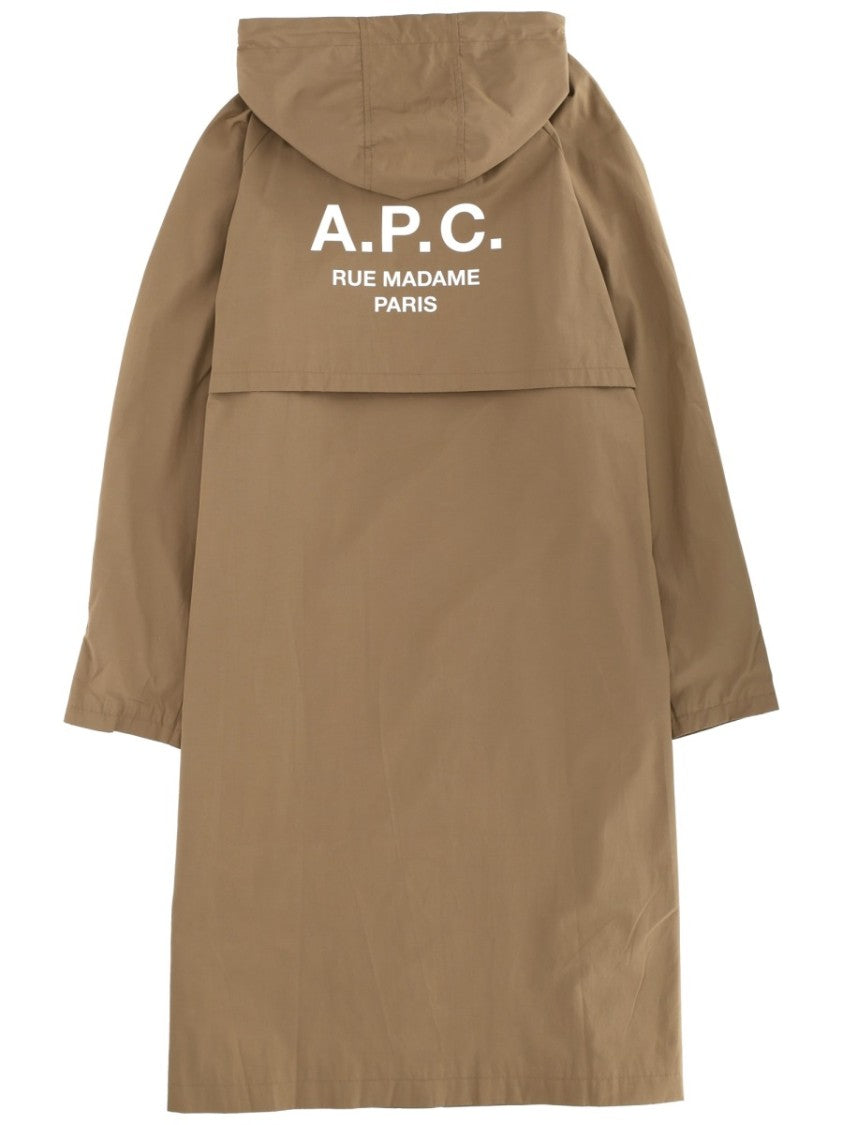 A.P.C. Brown Hooded Relaxed Trench Coat