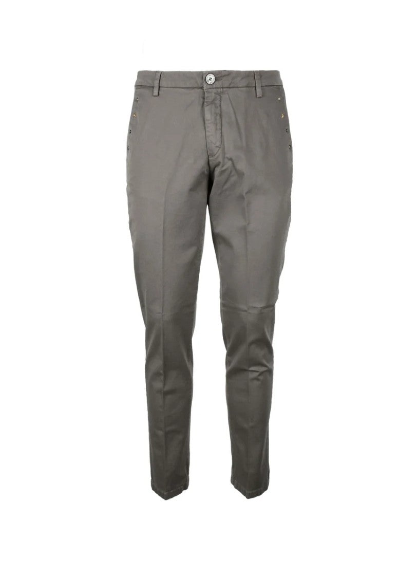 Aglini Slim-Fit Tailored Grey Trousers With Mid-Rise Waist