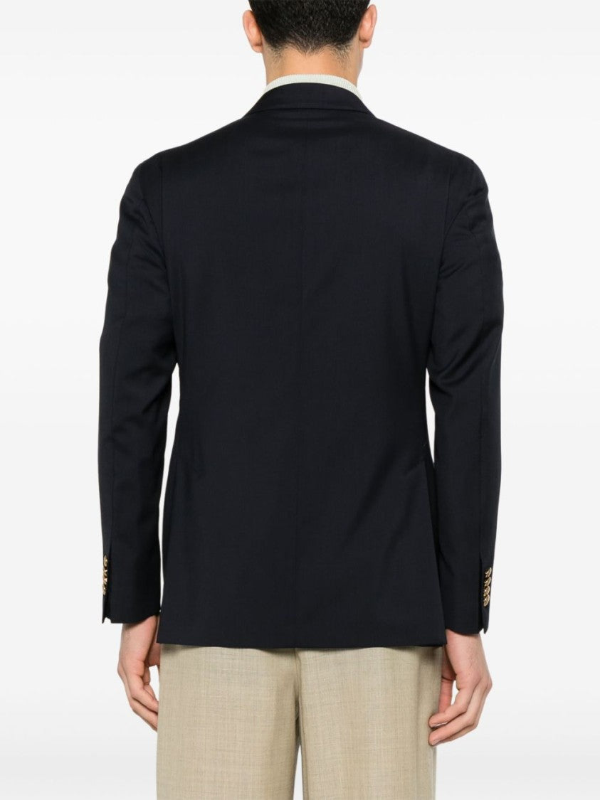 Gabriele Pasini Navy Blue Double-Breasted Blazer With Flap Pockets