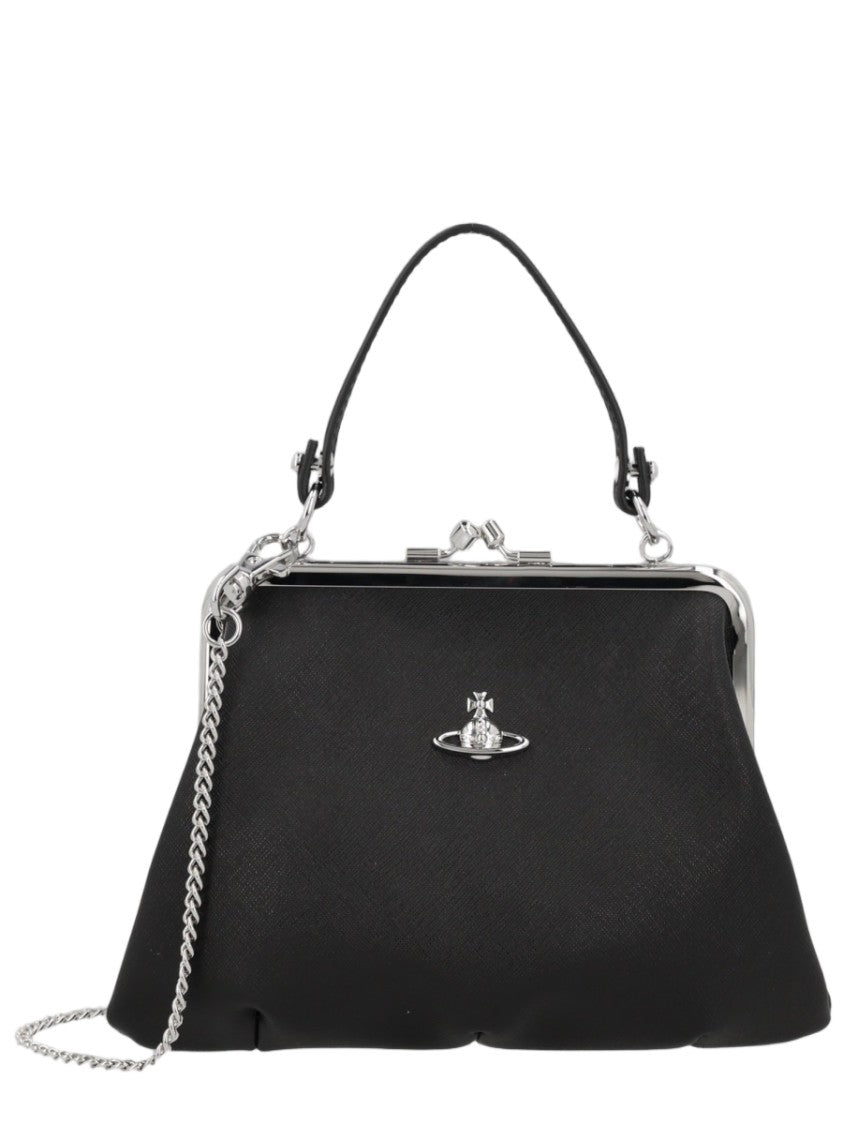 Vivienne Westwood Black Silver Accent Polyurethane-Blend Handbag