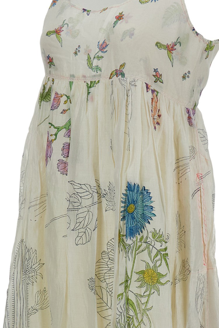 Injiri Ankle-Length Botanical Print Slip Dress With Spaghetti Straps