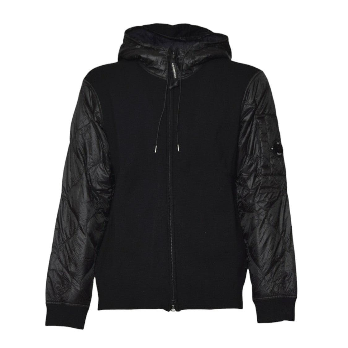 C.P. Company Merino Wool Sweater With Quilted Sleeves And Hood