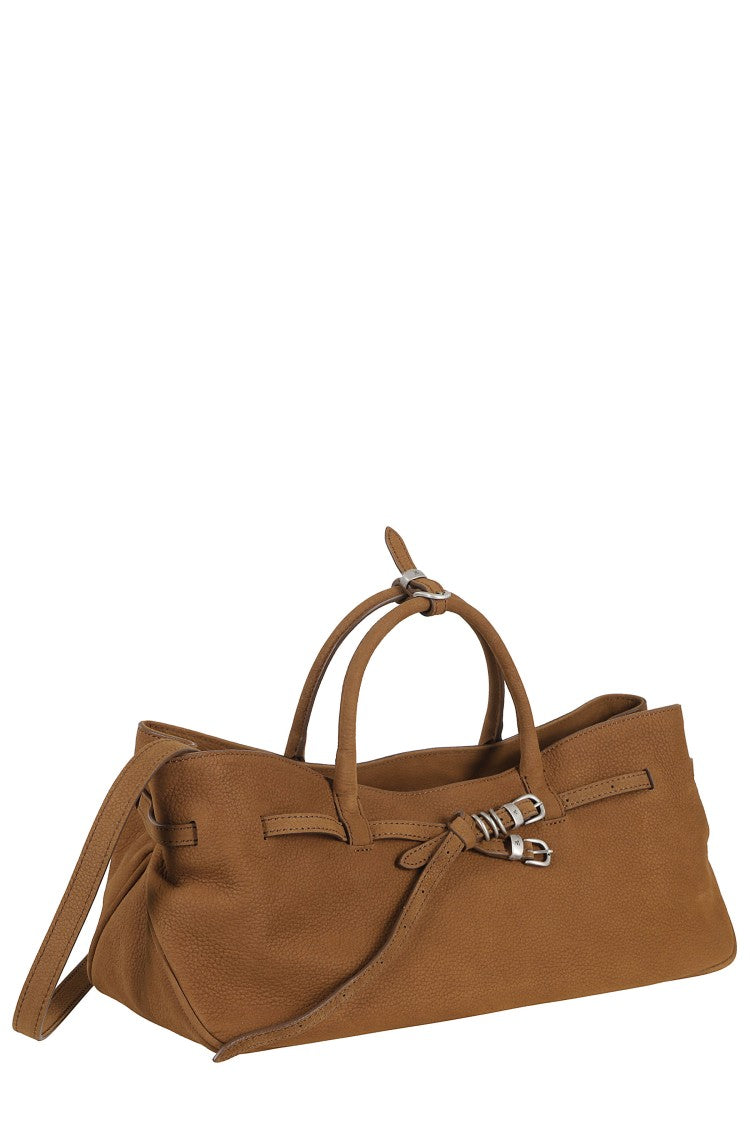 Margesherwood Brown Grandma Used Padlock-Ring Leather Shoulder Bag