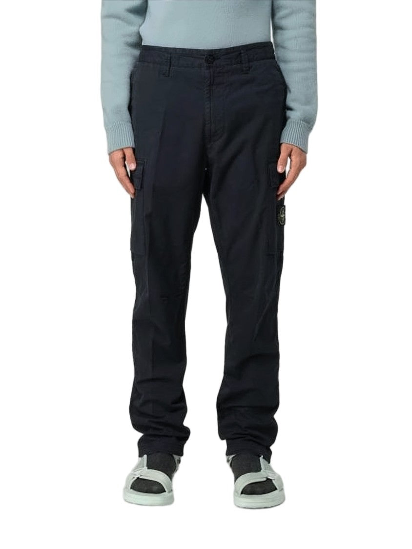 Stone Island Straight Fit Pants With Distinctive Patch