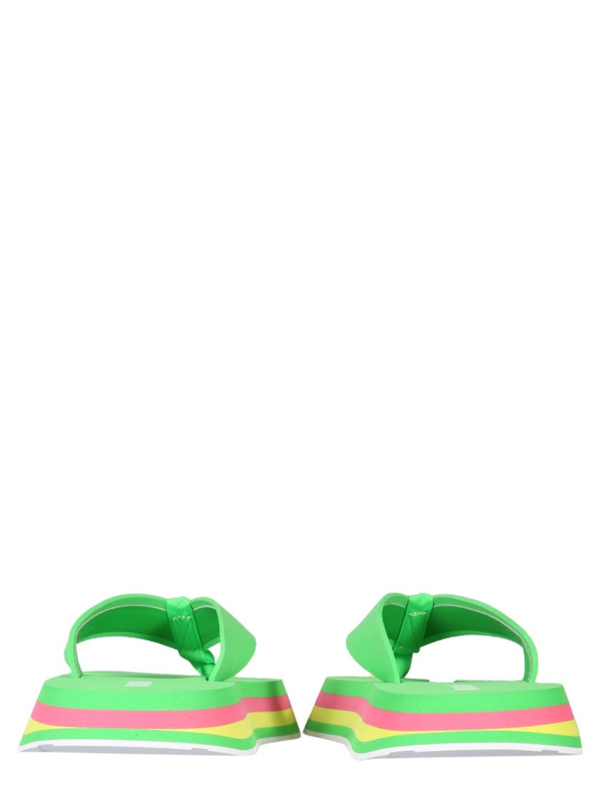 Msgm Striped Pattern Thong Sandals