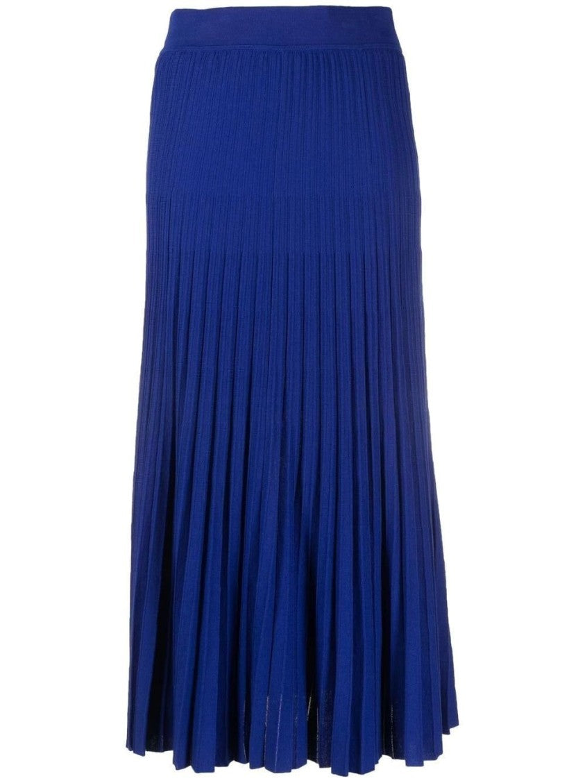 P.A.R.O.S.H. Flowing Pleated Knit Skirt In Rich Blue