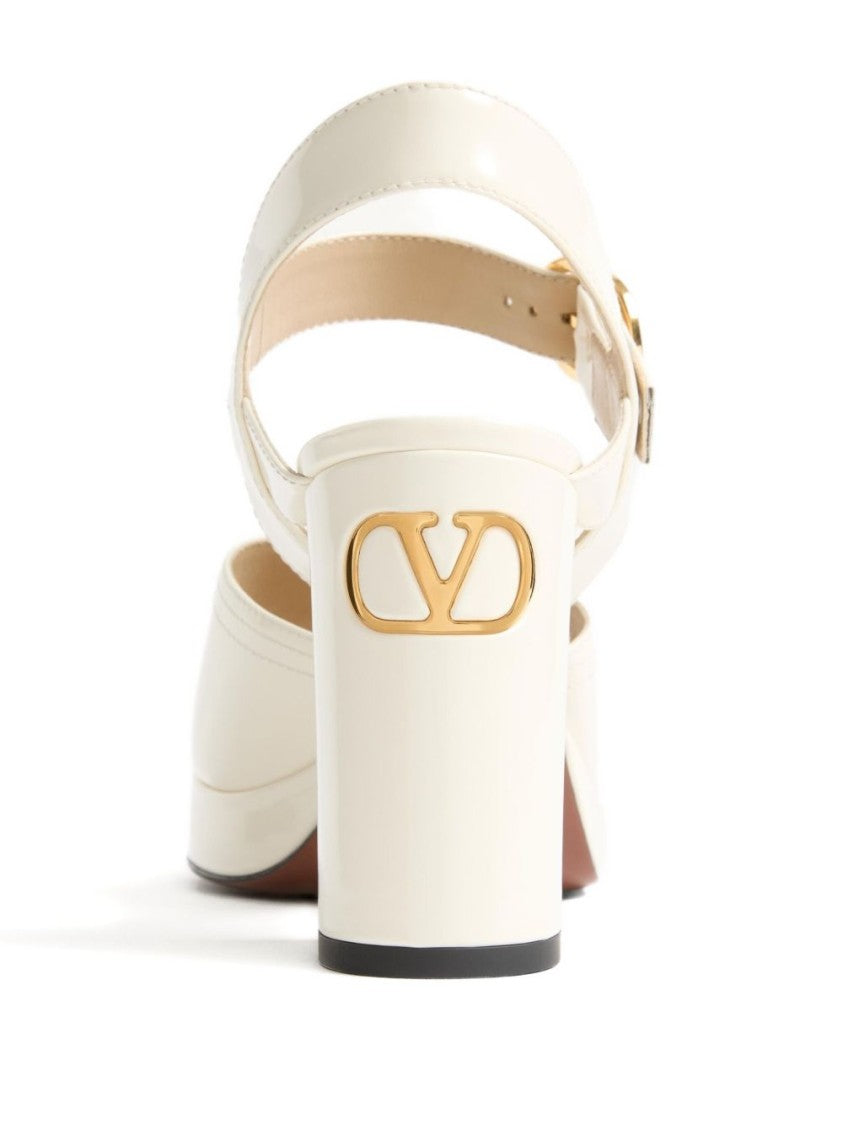 Valentino Garavani Glossy Open-Toe Ankle-Strap Flats