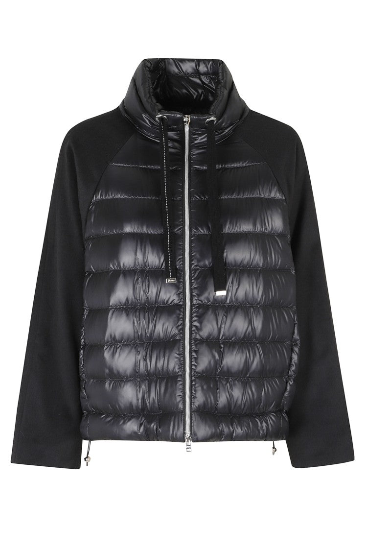 Herno Black High Neck Drawstring Double-Slider Zip Polyester Down Jacket
