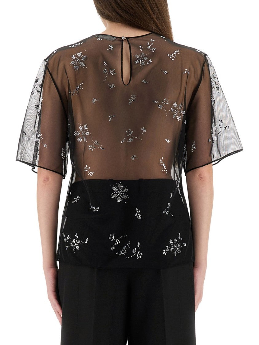 Rabanne Transparent Top With Delicate Floral Applications
