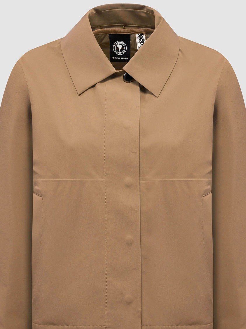 Cape Horn Structured Brown Jacket With Classic Collar And Concealed Buttons