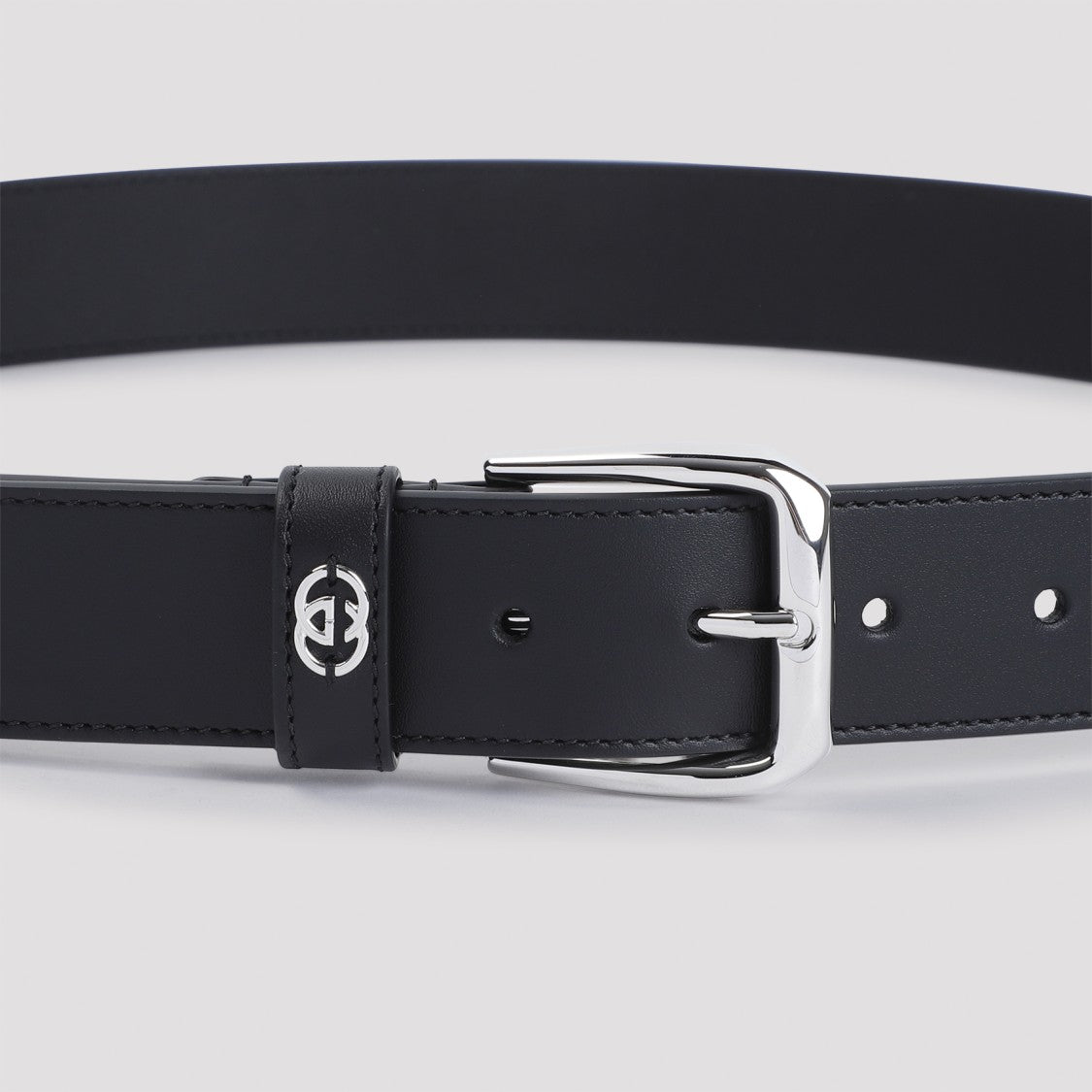 Gucci Black Leather Gg Belt