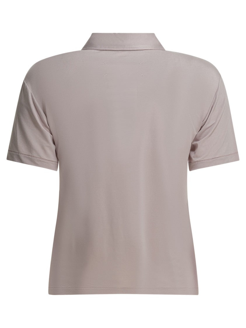 Maison Margiela Short-Sleeved Polo Shirt In Muted Dusty Pink With Classic Tailoring
