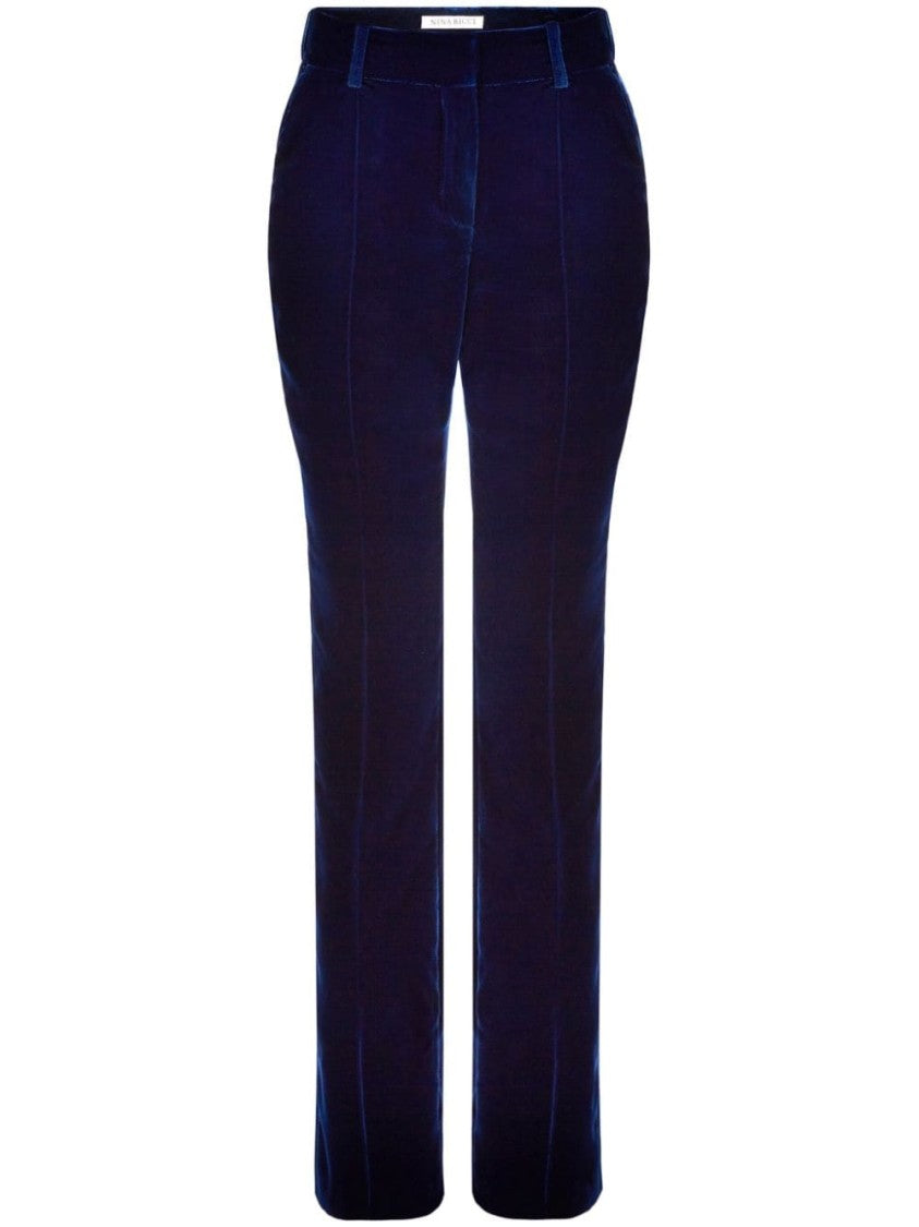 Nina Ricci Straight-Leg Blue Velvet Trousers